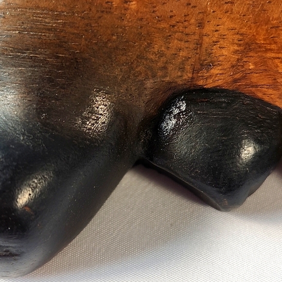 Mandalay Bay Co Black Brown Carved Wood Yawning Cat Figurine Scuplture Thailand - Picture 7 of 16